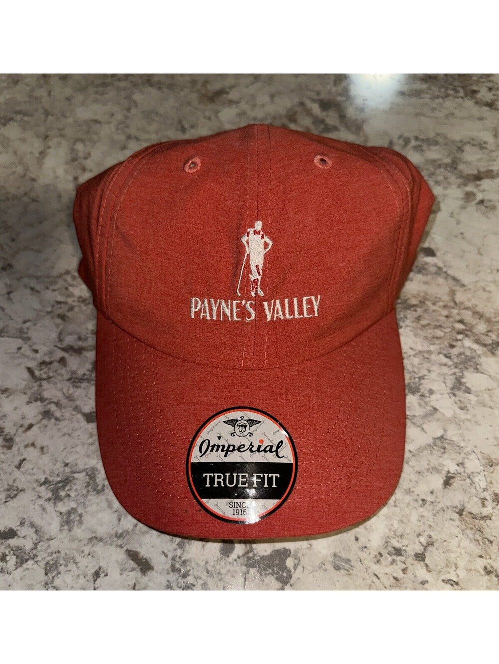 Imperial True Fit Adjustable Golf Hat Cap Red Embroidered Logo Payne’s Valley